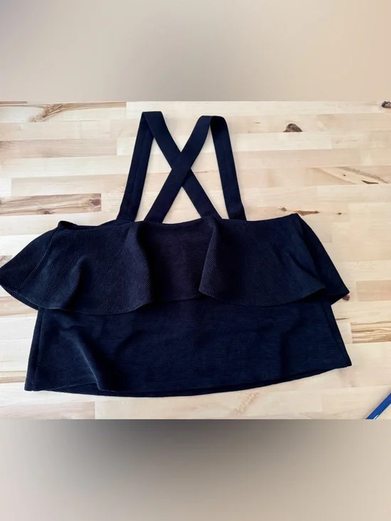 Madewell Texture & Thread Black Tiered Layered Tank Top - Picture 2 of 7